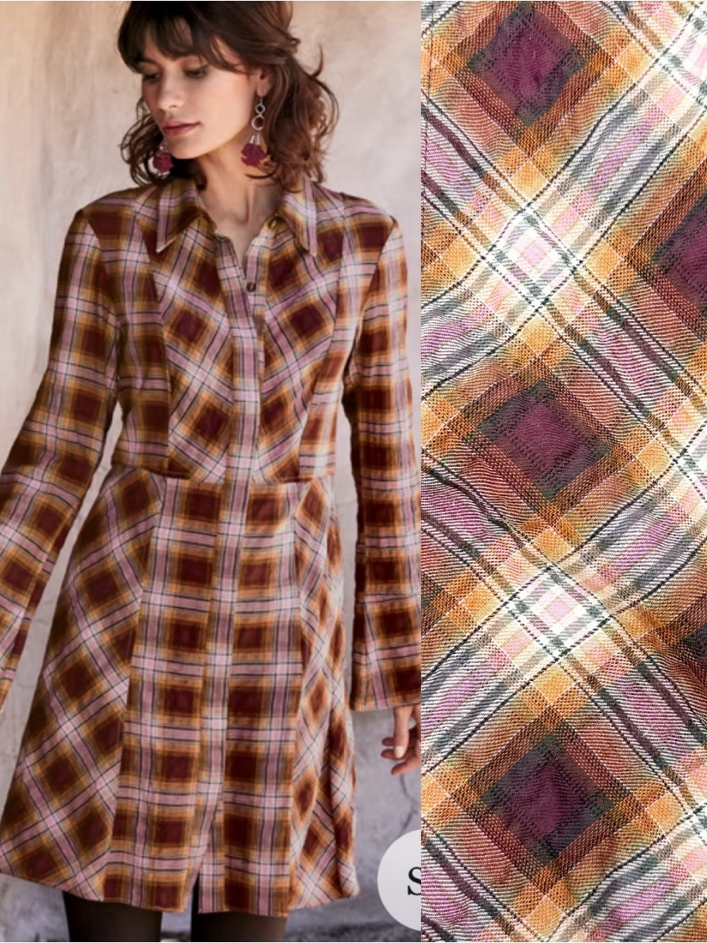 Peruvian Connection Ojai Shirt-Dress Shirtdress Plaid Cotton Boho Western